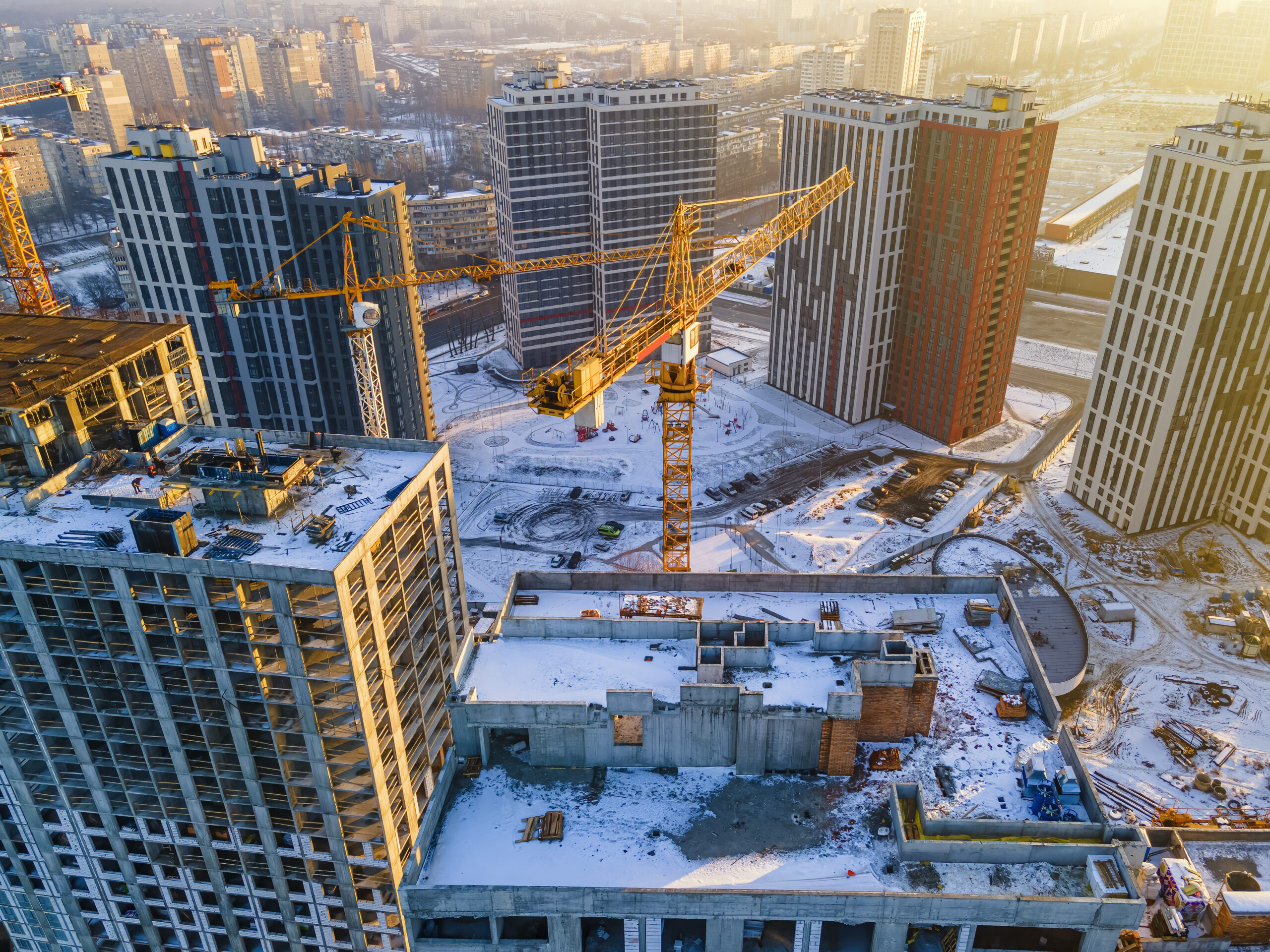 drone image of construction site;